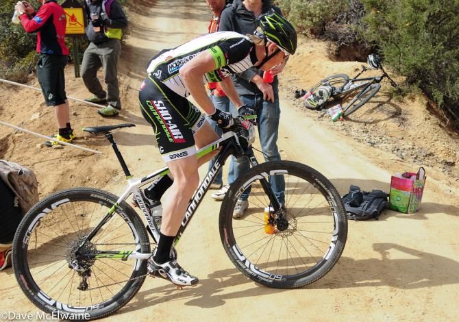 Alex Grant (Sho Air Cannondale) cresting the first big climb