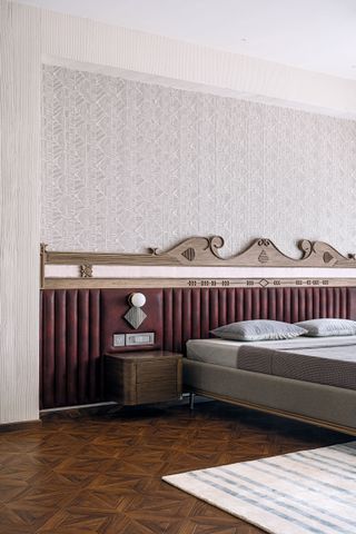 a large built in headboard
