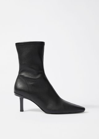 Stretch-Leather Ankle Boots