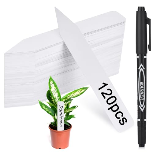 Plant Labels 120pcs, Darfukei Outdoor Waterproof Garden Markers, Plastic Nursery Seed Plant Tags With Bonus a Permanent Marking Pen, Gardening Gifts for Women Men&amp;hellip;