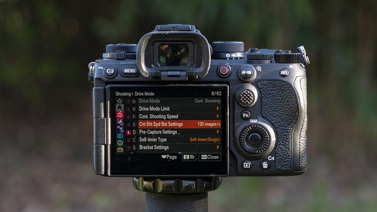 Rear of the Sony A9 III camera, outside