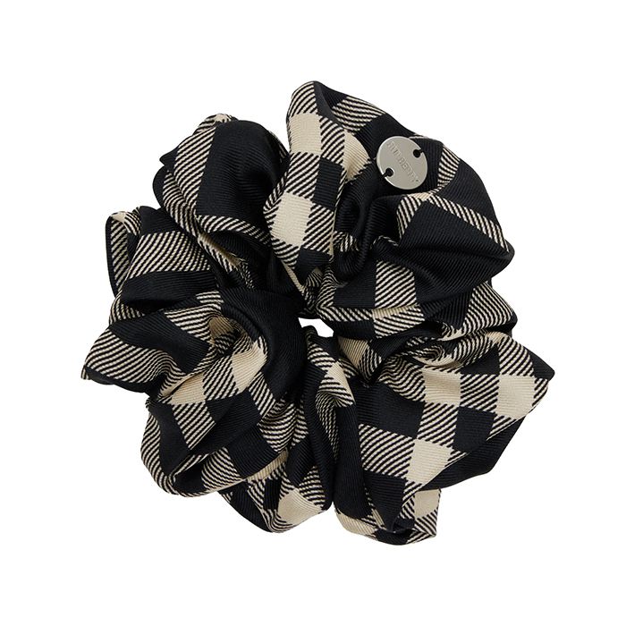 Burberry, Beige & Black Check Silk Scrunchie