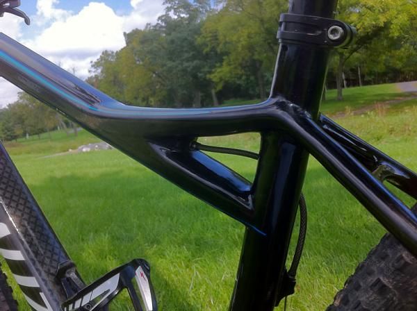 The front derailleur cable exits its internal routing here