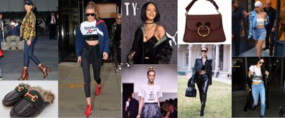 a collage of celebrities and fashion items from 2016