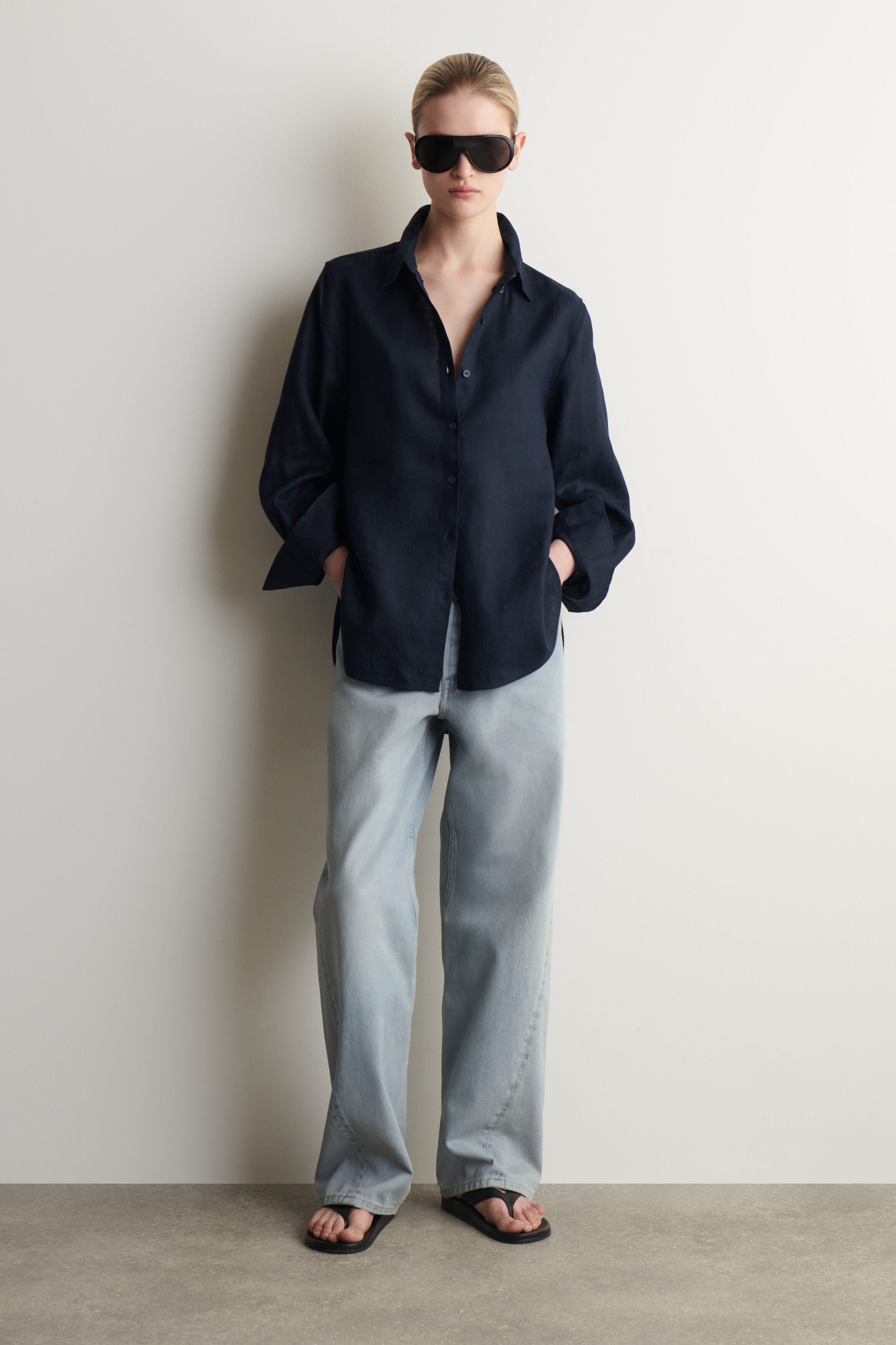 Button-Down Collar Linen Shirt