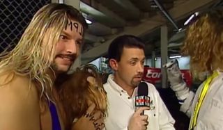 Al Snow looking crazy while Michael Cole Talks To Mankind Monday Night Raw