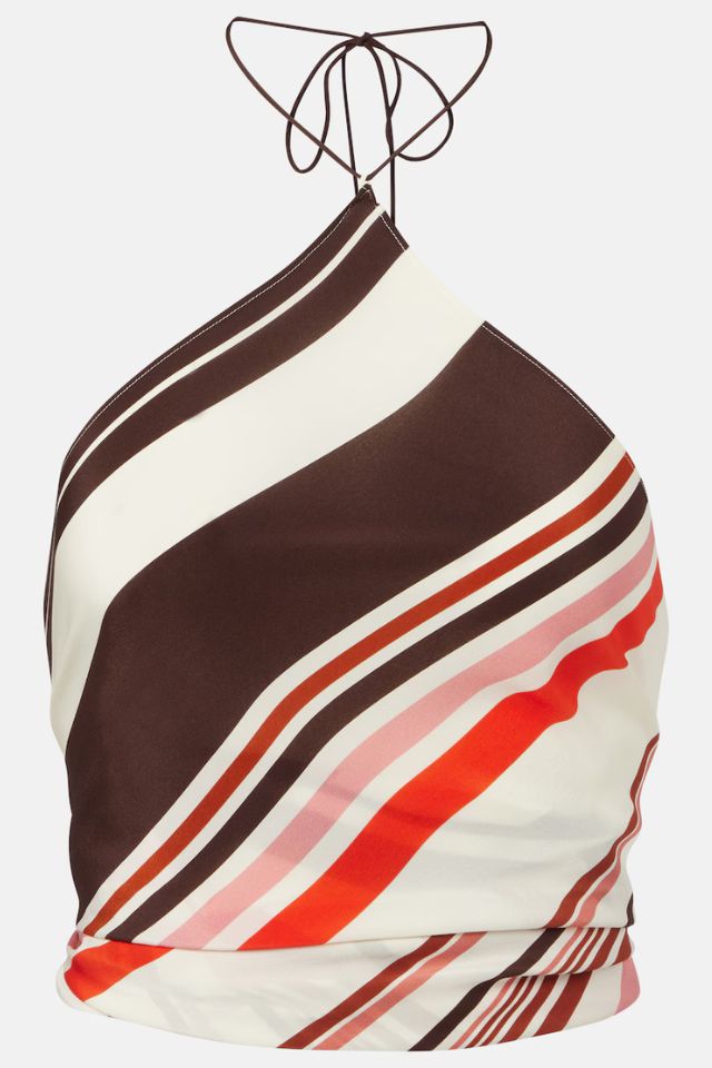 SIR Thistle striped open-back silk satin top