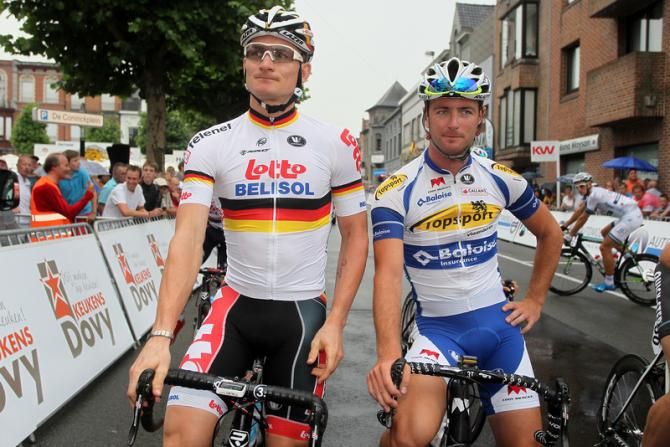 Andre Greipel (Lotto Belisol) and Sven Vandousselaere (Topsport Vlaanderen &ndash; Baloise)