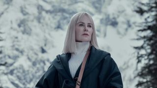Nicole Kidman's Masha standing in a snow-covered location in Nine Perfect Strangers season 2