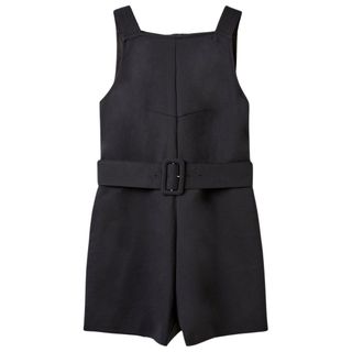 Karen Millen Black Cotton Sateen Utility Woven Belted Strappy Playsuit 