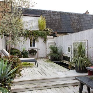 garden with wooden floor and plants