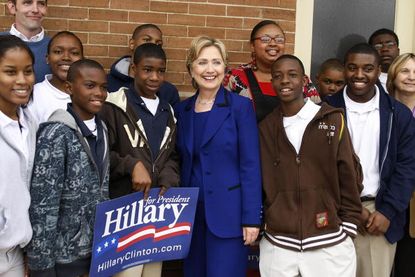 Hillary Clinton with students in Mississippi. 