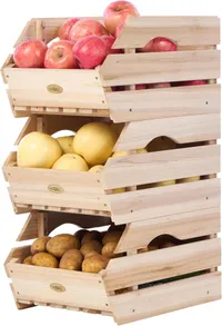 HABAU Wood Potato Onion Storage Bins, 3 Pieces
