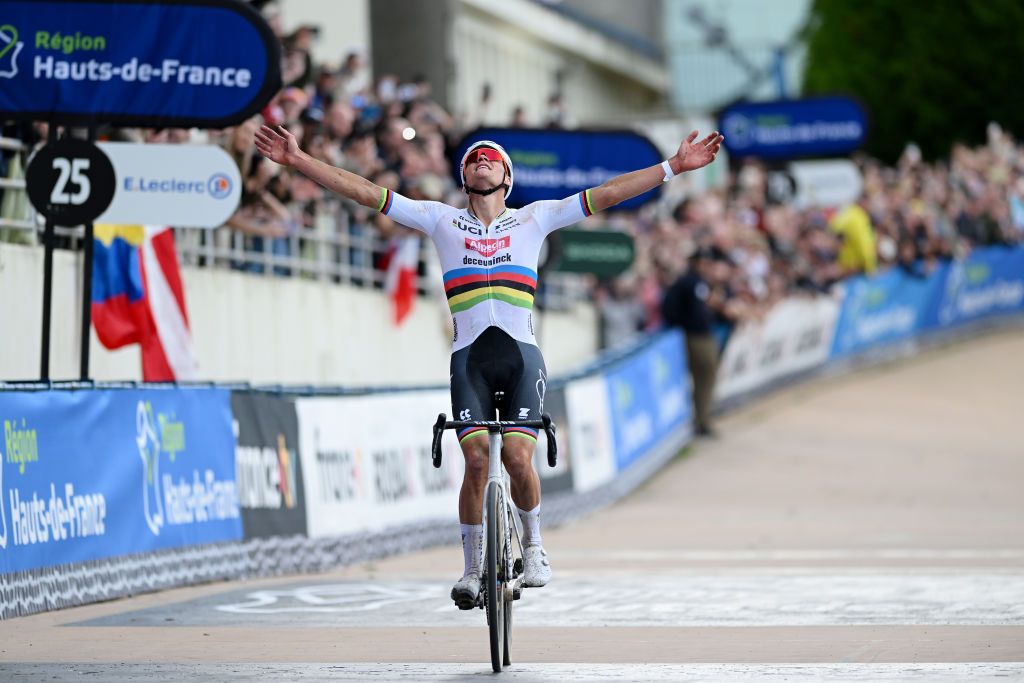 Mathieu Van der Poel claims historic solo victory in action-packed Paris-Roubaix