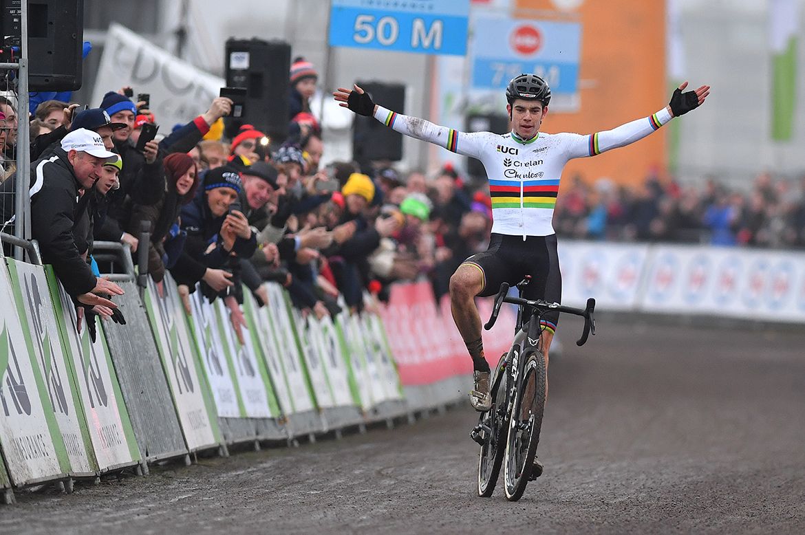 Van Aert celebrates his victory