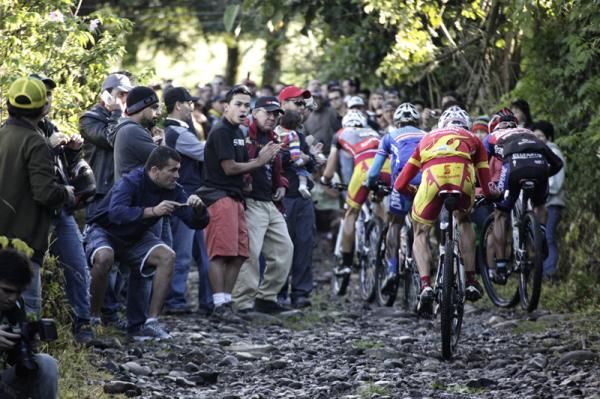The lead men on a tough climb