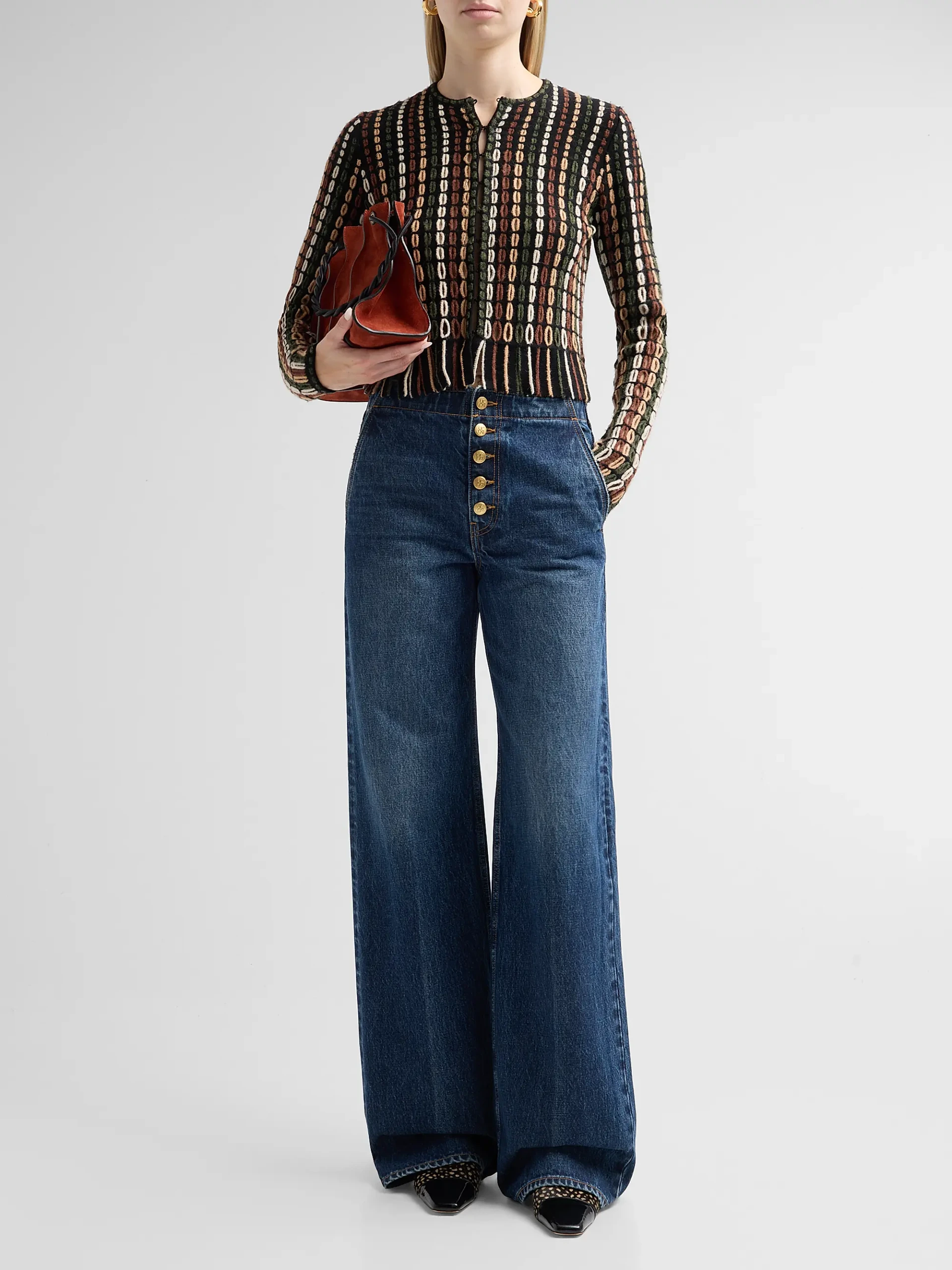 Zora Float-Stitch Knit Wool-Blend Cardigan