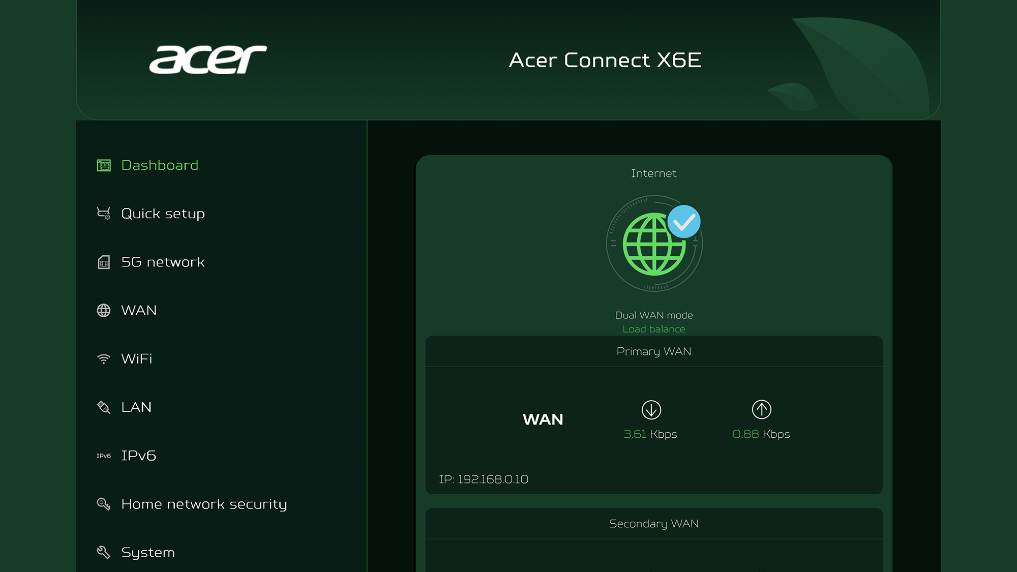 Acer Connect X6E 5G CPE router