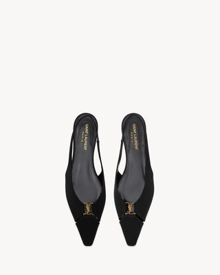 Saint Laurent, Babylone Slingback Flats in Satin Crepe