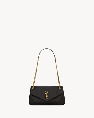 Saint Laurent + YSL-Logo Flap Leather Pouch