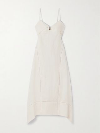 Val Cut-Out Embroidered Linen Midi Dress