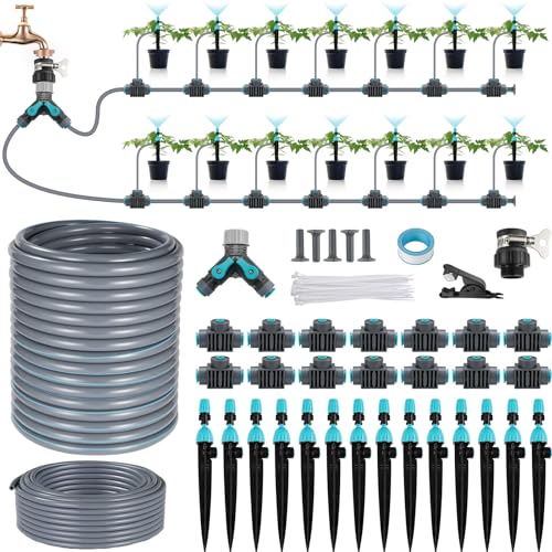 Tlgreen Drip Irrigation System Kit, Automatic Garden Watering System With 20m+10m (98.43ft) Pe Irrigation Pipes, Y-Type Water Distributor, Adjustable Nozzles &amp;amp; Easy Installation for Greenhouse/plant