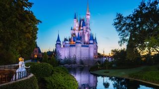 Disneyland scene featuring Cinderella's castle