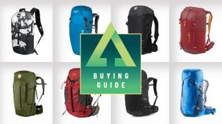 Collage of eight of the best daypacks on white background