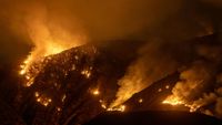 California wildfires burn on hillside