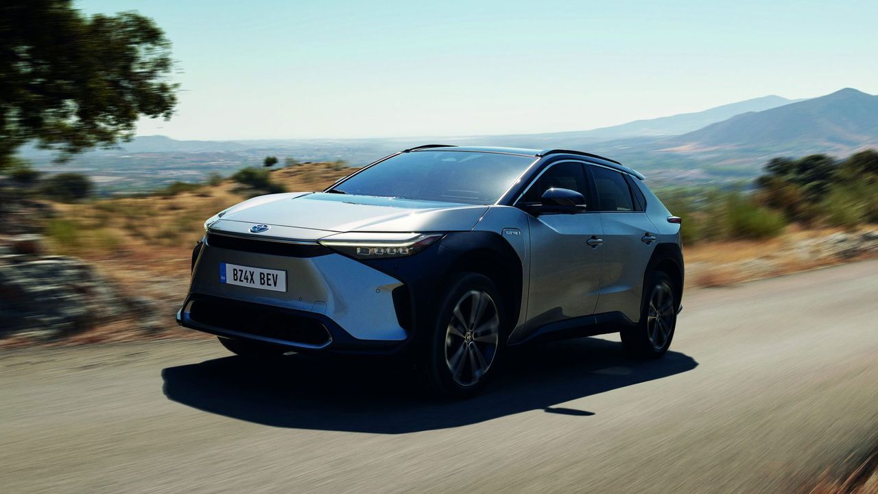 Toyota bZ4X driving on a road