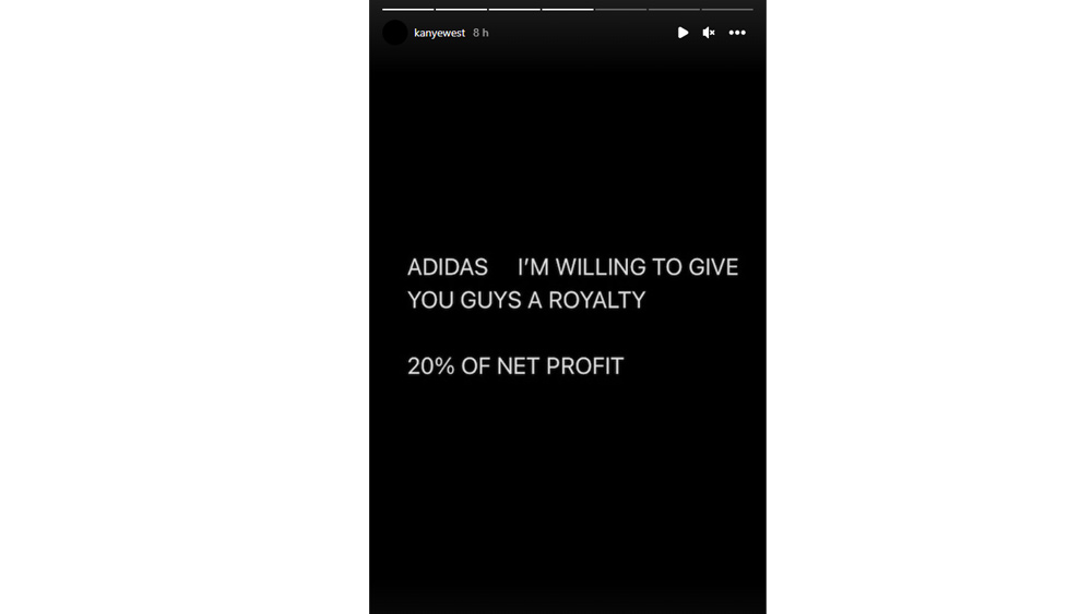 A screenshot of Kanye West's Instagram Stories