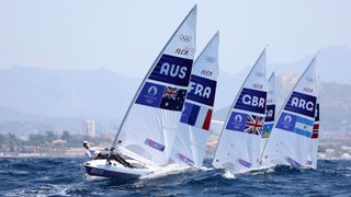 Australia's Matt Wearn leads the ILCA 7 dinghy race at the 2024 Paris Olympic Games.