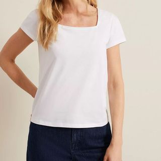 Phase Eight Bella Cotton T-Shirt, White