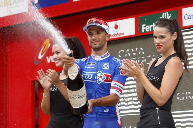Nacer Bouhanni (FDJ) on the podium after his second stage in the race