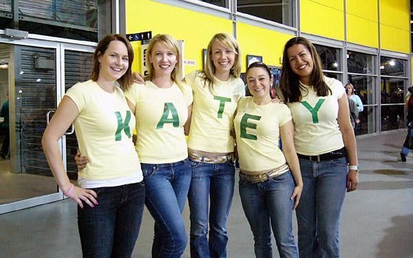 Members of the &lsquo;Kate Bates fan club&rsquo; pose inside Dunc Gray Velodrome. All are former schoolmates of the champion Australian cyclist who attended Westfields Sports High School in Sydney.