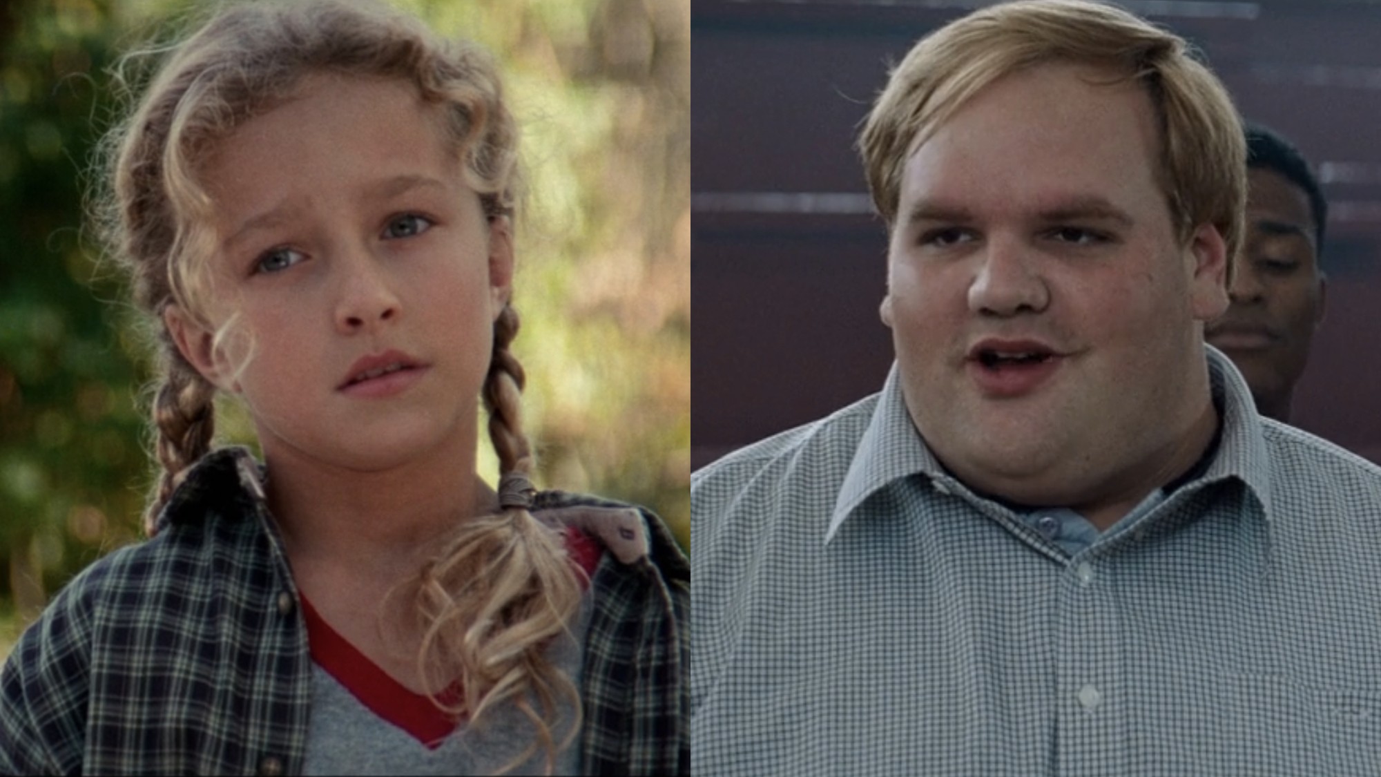 Hayden Panettiere and Ethan Suplee look forward in Remember the Titans.