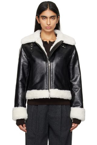 Stand Studio Black & Off-White Lorelle Faux-Shearling Jacket