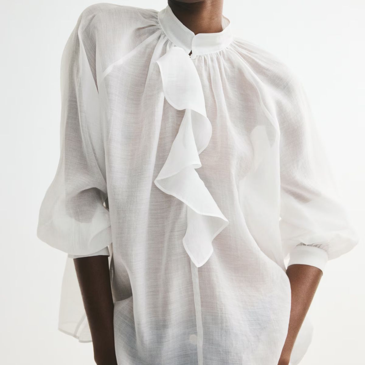 H&amp;amp;M, Flounced Lyocell-Blend Blouse