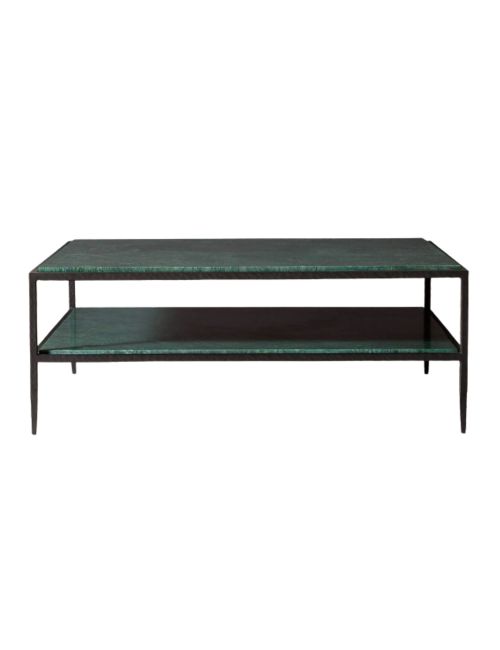 Sergio Green Marble and Iron Square Coffee Table