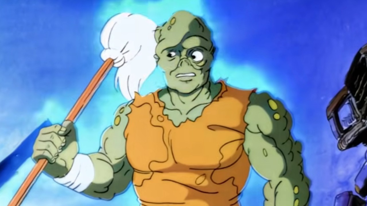 The Toxic Avenger holding a mop in Toxic Crusaders