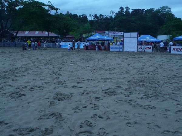The finish all set up on the Carribean beach