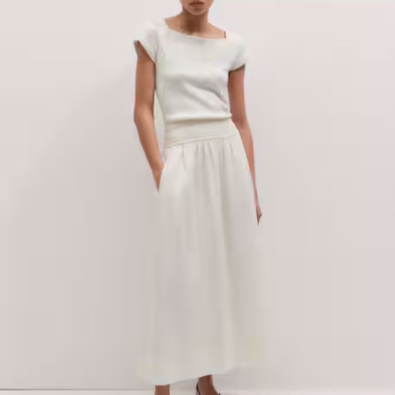 ME+EM, white knit midi dress