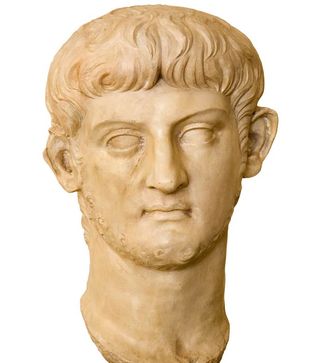An ancient marble head of Nero, the infamous Roman Emperor.