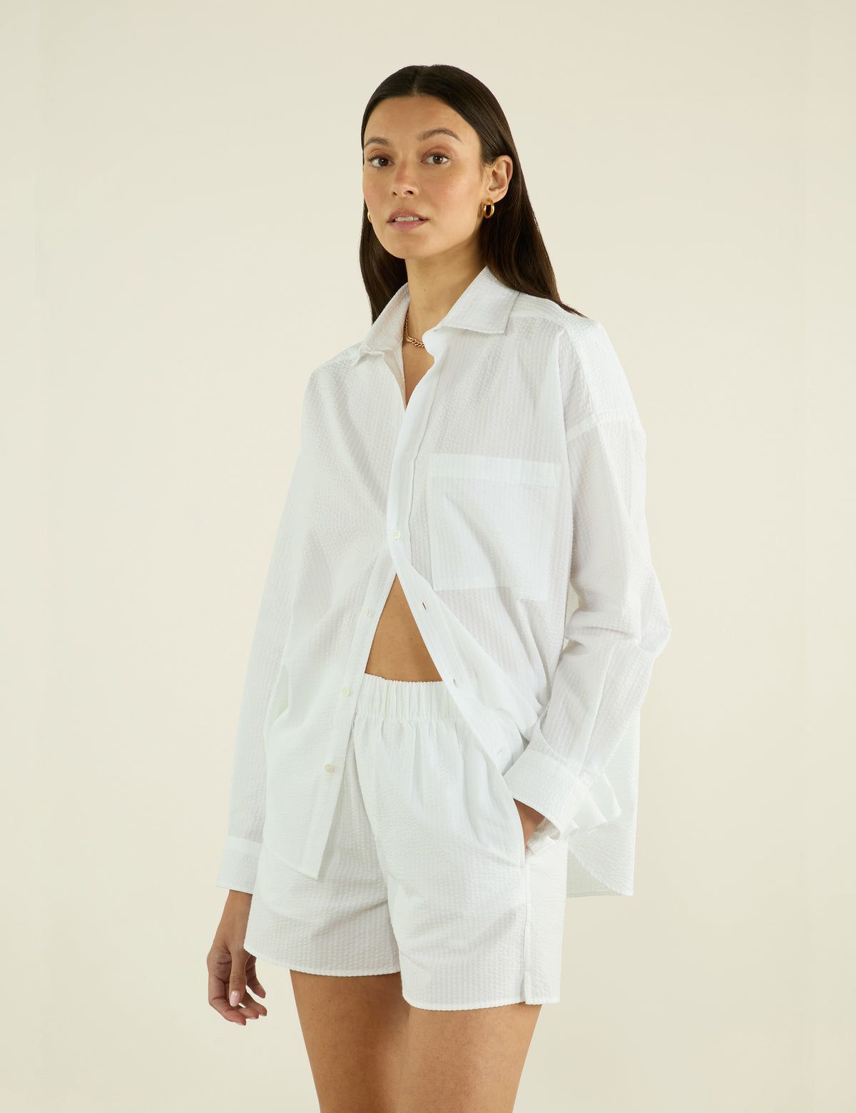 The Boxer: Seersucker, White