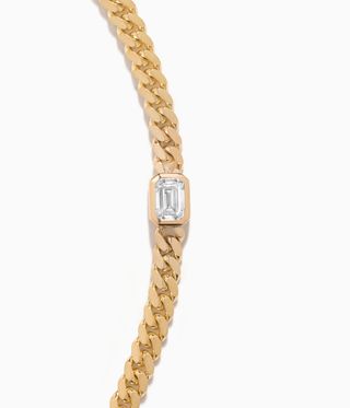 Aether x Shahla gold chain necklace with a sustainable diamond