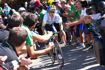 Adam Yates (Orica-GreenEdge) attacks on the Bordako Tontorra climb