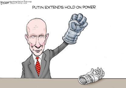 Political Cartoon U.S. Putin Russia power grab