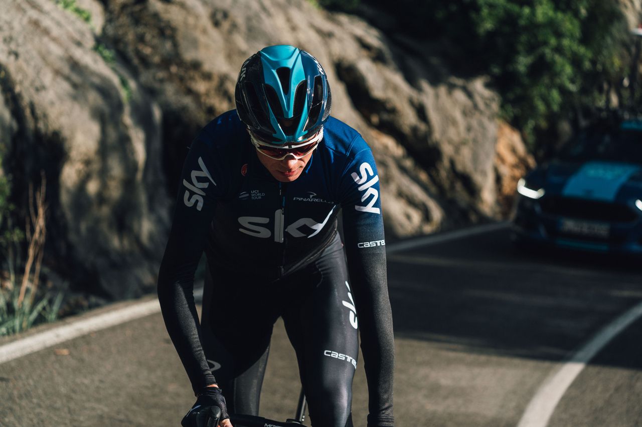 Chris Froome with his 2019 Team Sky kit