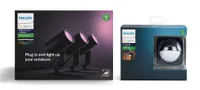 Three Philips Hue Colour Lily Base LED Lights + Philips Hue Outdoor Motion Sensor | Price: £234.75 | Now: £189.99 | Save £44.76
