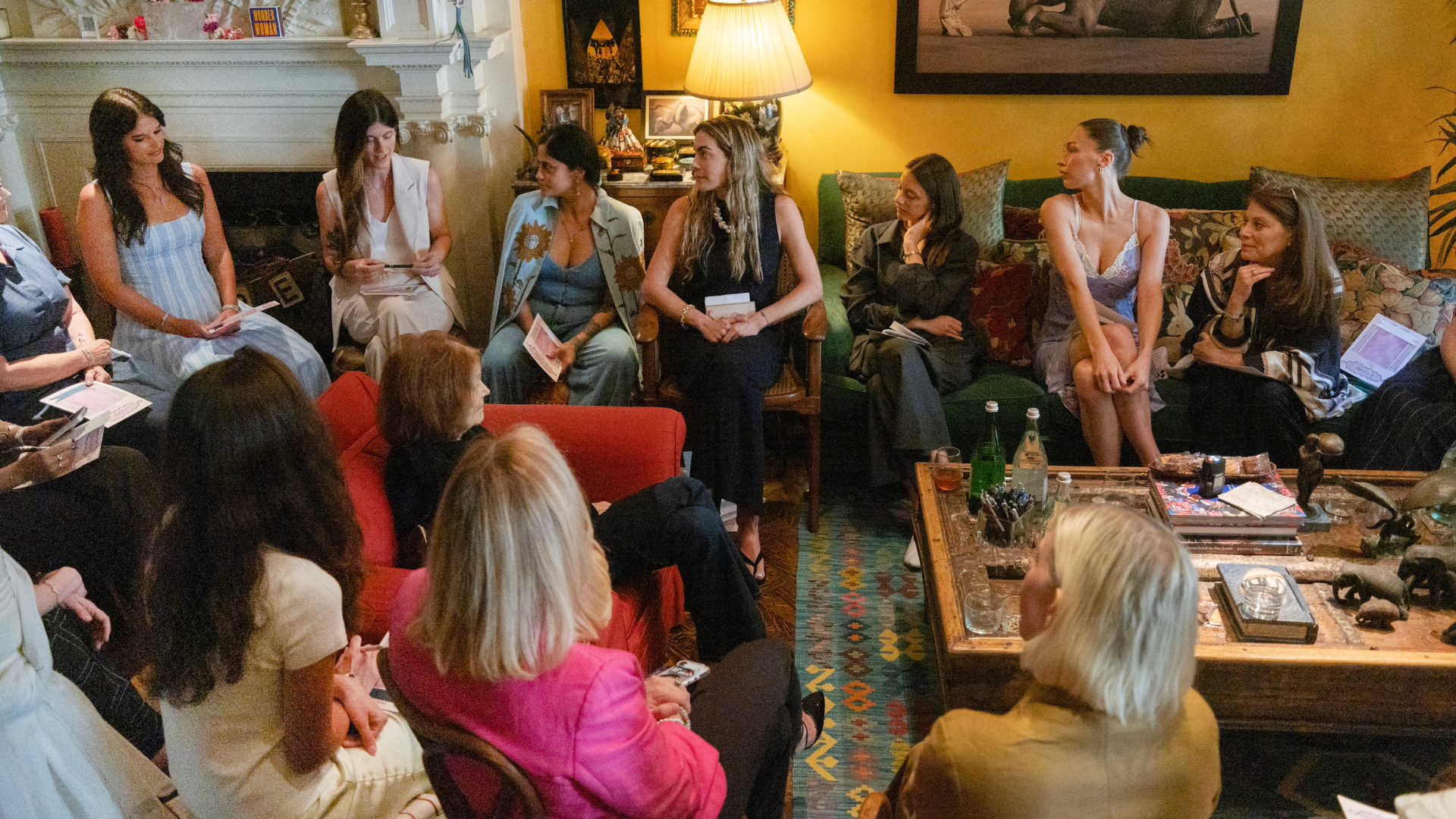 Gloria Steinem and guests at the endometriosis talking circle at her home in July 2026